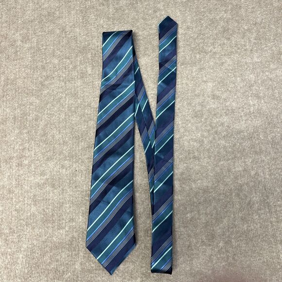 Geoffrey‎ Beene Neck Tie Extra Long XL Blue Turquoise Striped - Picture 1 of 5